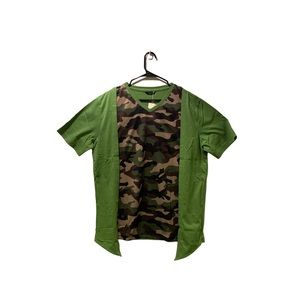 Coofandy Casual Camouflage Fake Two-Piece Slim Fit Henly Short Sleeve T-Shirt